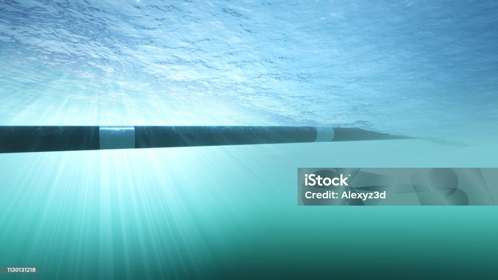 Construction of an underwater gas pipeline Construction of an underwater gas pipeline 3d illustration Cable Stock Photo