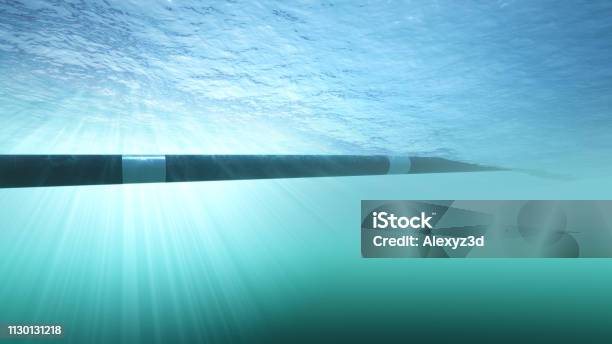 Construction Of An Underwater Gas Pipeline Stock Photo - Download Image Now - Cable, Pipeline, Sea
