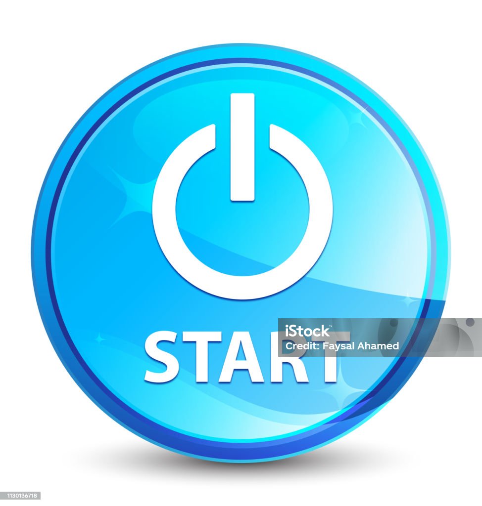 Begin Button Blue Start Splash Natural Blue Round Button Stock Illustration - Download ...