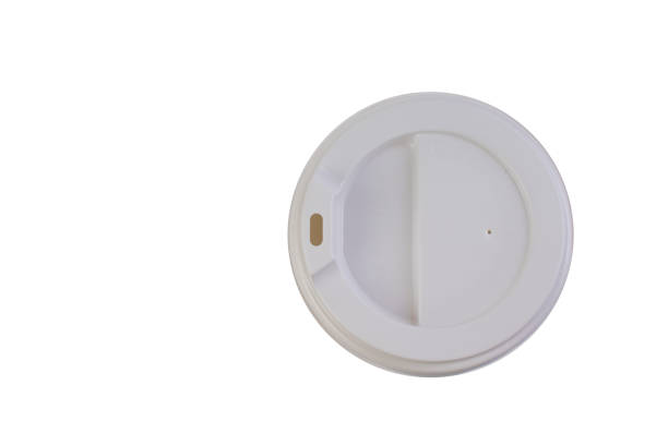 istock Cover from paper cups with coffee, Isolated white background. Top view. 1130137953