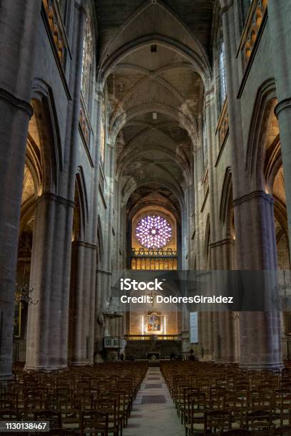 Interior Of The Gothic Cathedral Of Rodez Stock Photo - Download Image Now - Cathedral, Rodez, Architecture