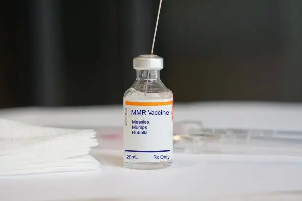 Concept of a vaccine/immunization, fake label