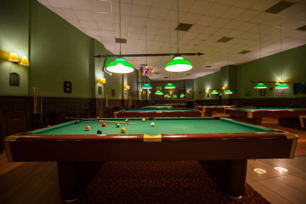 istock Playing billards, billard ball and billard cue 1130144557