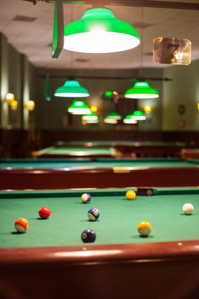 istock Playing billards, billard ball and billard cue 1130144711