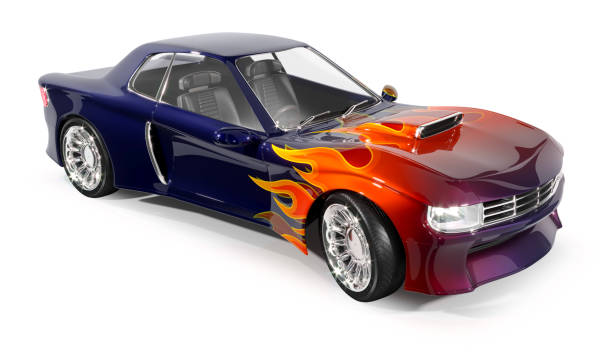 istock Muscle car with a pattern of flame, blue. 1130146847