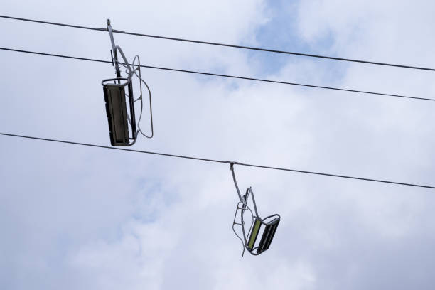 istock Chair lift in winter resort 1130152366
