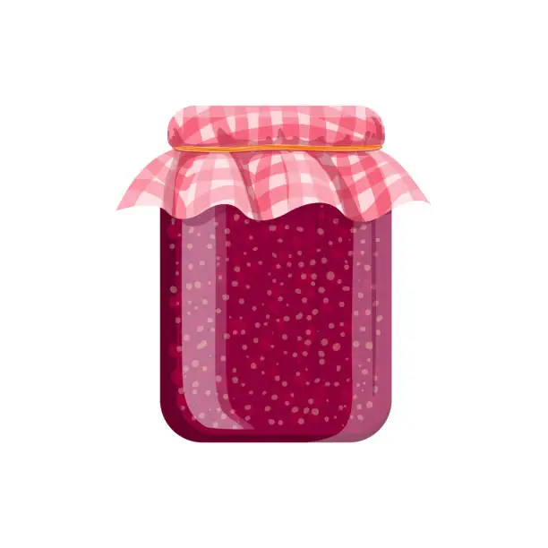 Vector illustration of Jar of homemade raspberry jam.