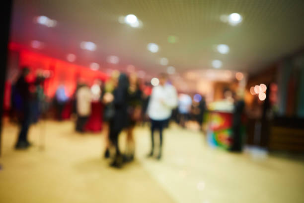 istock Abstract blurred people in press conference event, business concept 1130164296