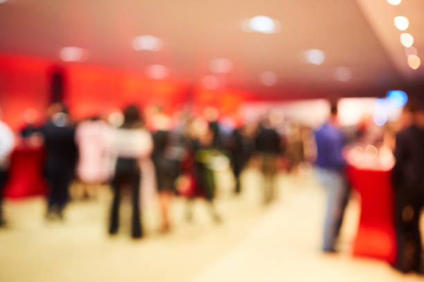 istock Abstract blurred people in press conference event, business concept 1130164319