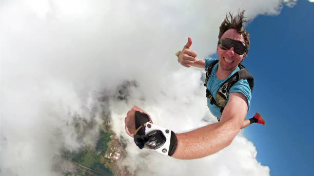 Skydiver selfie with a fish eye lens