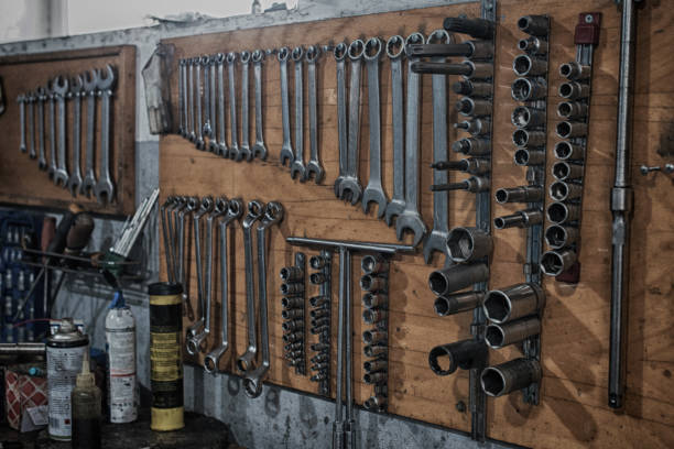 istock Old rusty wrenches in a car repair shop. HDR image 1130166366