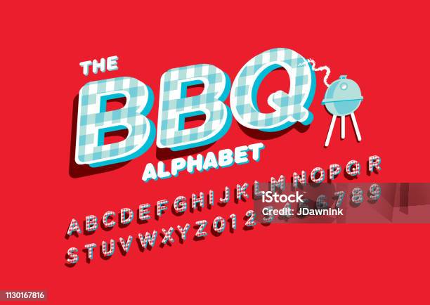 Kbbq Letters Barbecue Alphabet With Checked Pattern Texture Stock Illustration ...