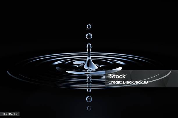 Water Splash Stock Photo - Download Image Now - Water, Drop, Black Background
