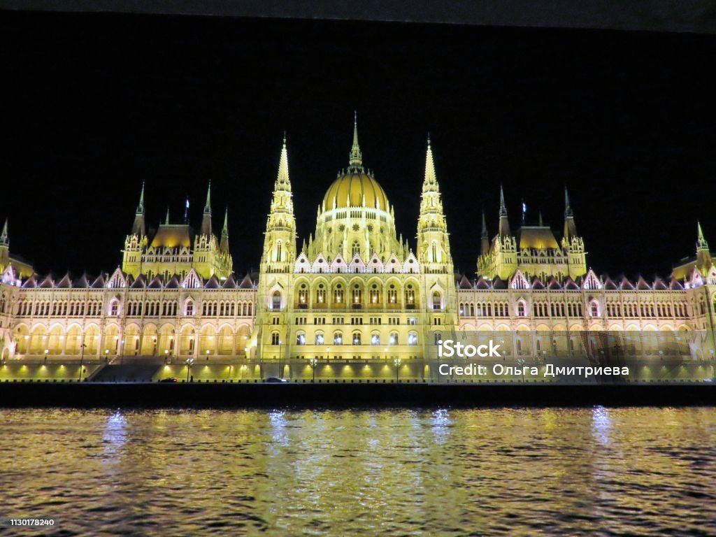 parliament view from the danube to the parliament Horizontal Stock Photo