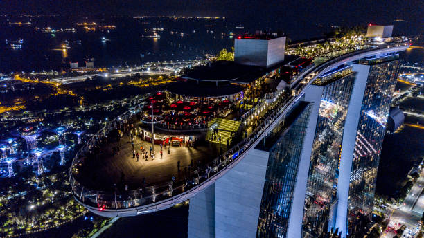 Aerial Night Shot of Platform at Marina Bay Sands, Singapore
