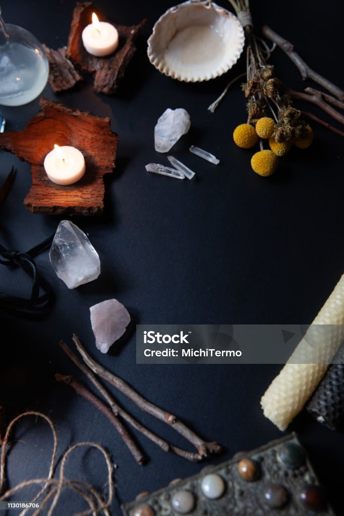 Witches Work Table Witchs Workspace Stock Photo - Download Image Now - Table, Witch, Black ...