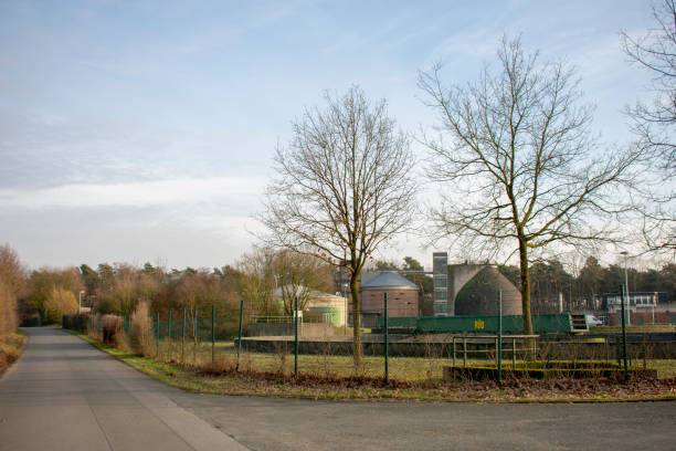 Sewage treatment plant Location: Germany, North Rhine-Westphalia, Borken abwasser stock pictures, royalty-free photos & images