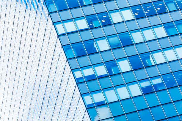 istock Beautiful architecture office business building with glass window shape 1130196049