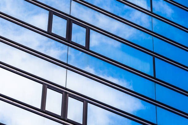 istock Beautiful architecture office business building with glass window shape 1130196113