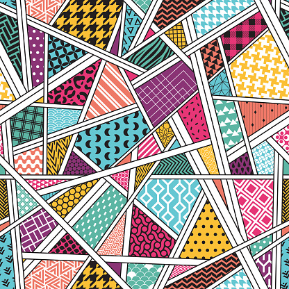 Maximalist seamless pattern. Over 50 patterns in 1. EPS10 vector illustration, global colors, easy to modify.