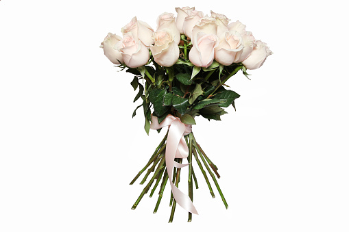 bouquet of white-pink roses isolated on white background.