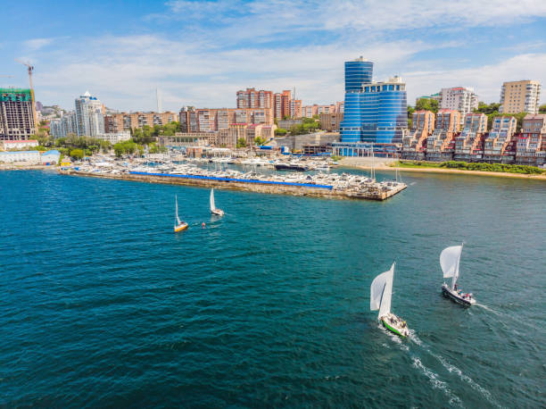 Sailing yachts regatta. Series yachts and ships. photo from drone.