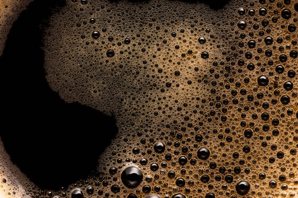 coffee foam extreme close-up texture background - caffeine free imagens e fotografias de stock
