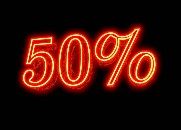 istock Neon Discount Sign - 50 Percent 1130223911