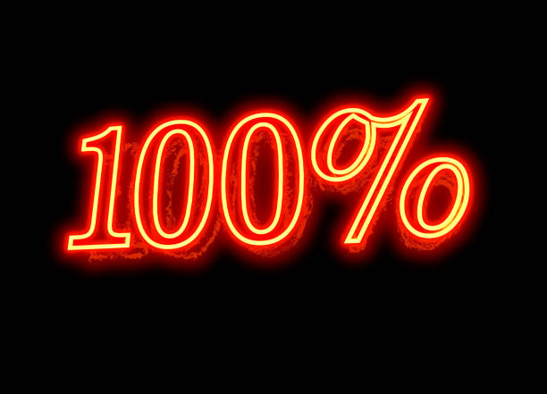 istock Neon Discount Sign - 100 Percent 1130224031