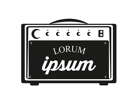Guitar amplifier with text space for your designs. Vector Illustration.