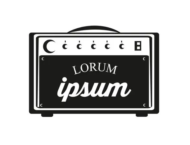 Vector illustration of Guitar amp with text.