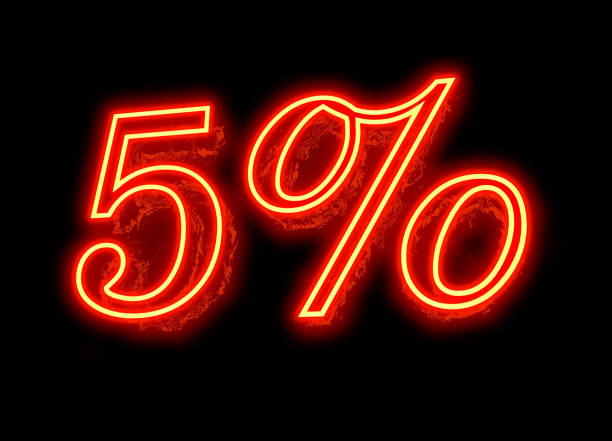 istock Neon Discount Sign - 5 Percent 1130226002