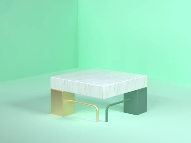 istock wall floor corner green scene 3d rendering abstract gold white marble blank podium white square top 1130226235