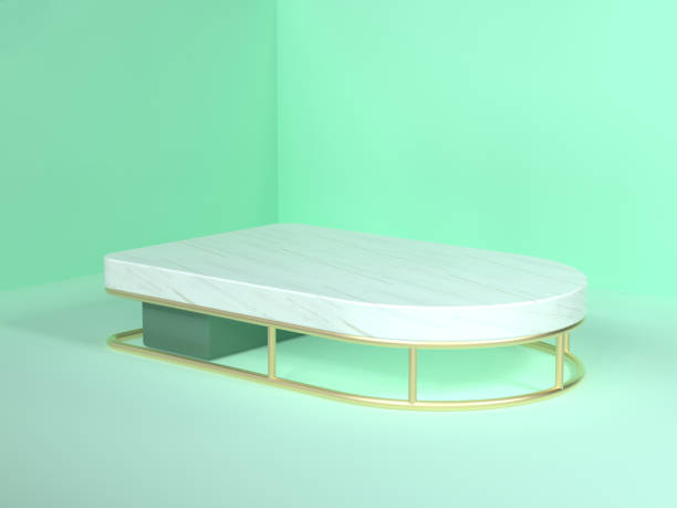 istock wall floor corner green scene 3d rendering abstract gold white marble blank podium square and corve 1130226237