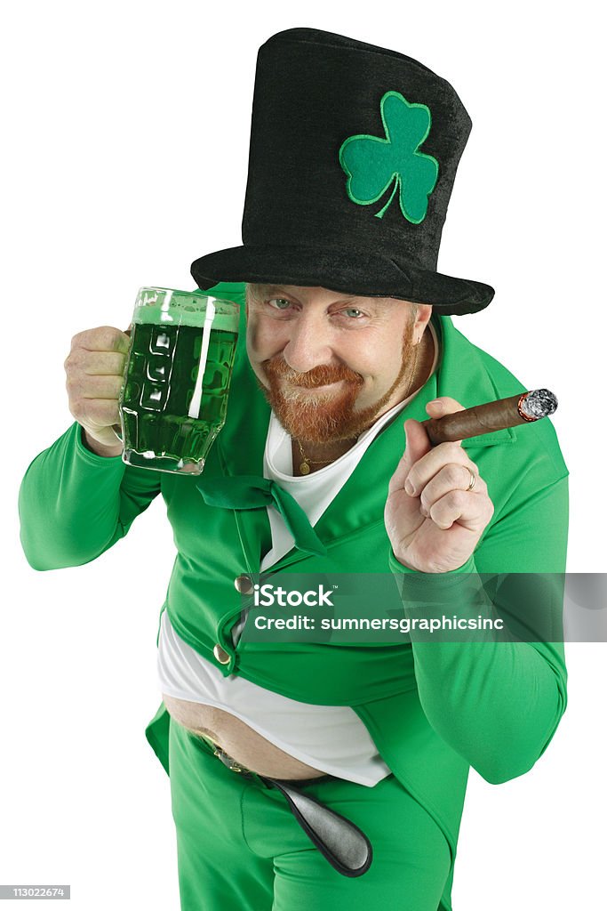 St. Patricks Day Leprechaun A photo of a Leprechaun drinking green beer on St. Patricks Day. Leprechaun Stock Photo