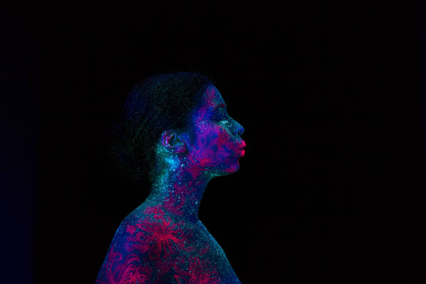 istock Profile of a blue alien girl 1130226984