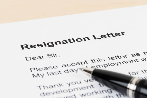 istock Resignation letter resign with pen 1130227905