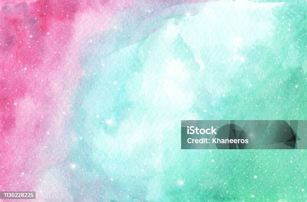 Light Pink Blue And Green Layout With Cosmic Stars Stock Illustration - Download Image Now