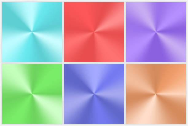 Collection of multicolored conical gradients Collection of conical gradients with a metallic effect rustproof stock illustrations