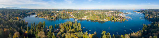 increíble panorámica vista bainbridge island kitsap county washington águila puerto winslow washington - winslow arizona fotografías e imágenes de stock