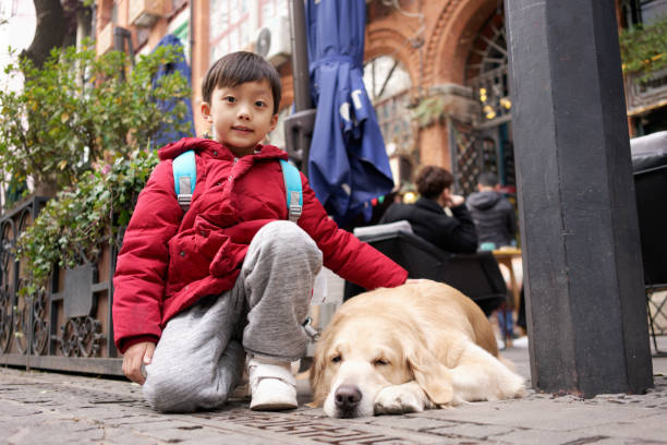 istock Little boy with Golden Retriever 1130233265