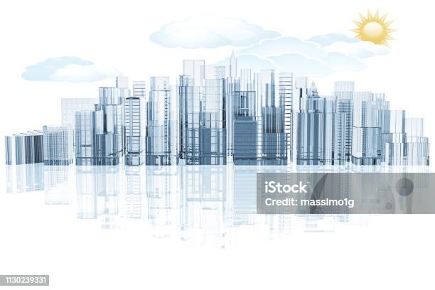 White City Skyline 3d Illustration Stock Photo - Download Image Now - Architecture, Asphalt, Backgrounds