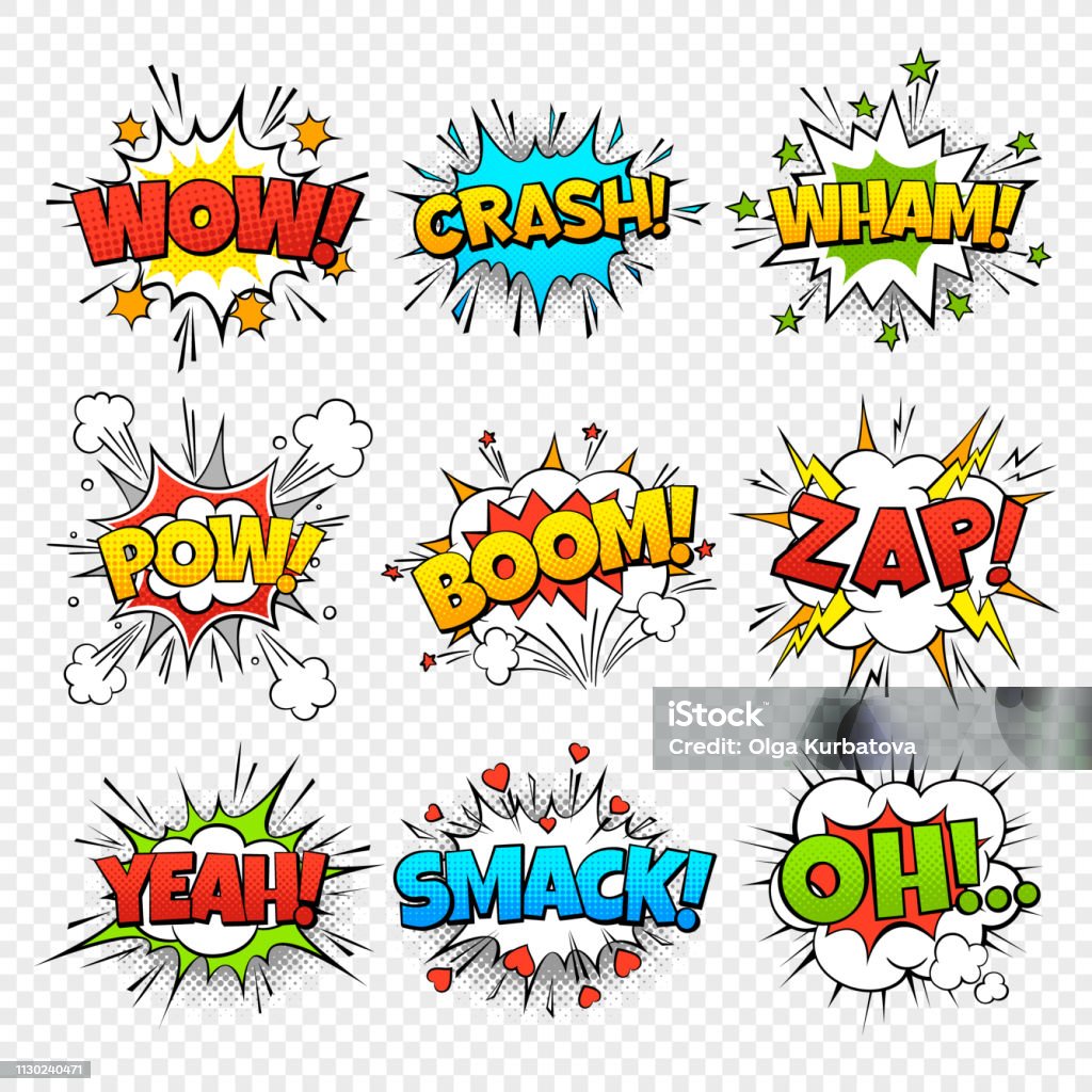 Comic Bubbles Funny Comics Words In Speech Bubble Frames Wow Oops Bang Zap  Thinking Clouds Expression Balloons Set Stock Illustration - Download Image  Now - iStock