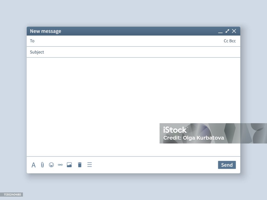 Blank Email Screen Mail Message Interface Blank Mockup Internet Window ...
