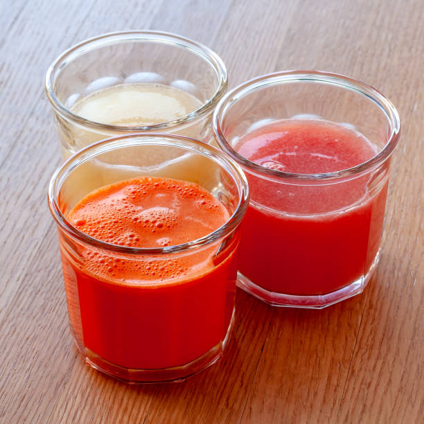 istock A raw food diet. Fresh fruit and vegetable juices. Fresh drinks: carrots, grapefruit, lemon. 1130241916