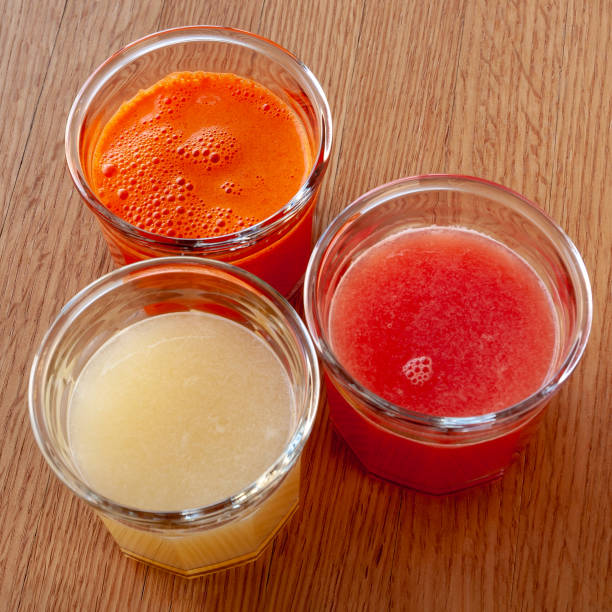 istock A raw food diet. Fresh fruit and vegetable juices. Fresh drinks: carrots, grapefruit, lemon. 1130241925