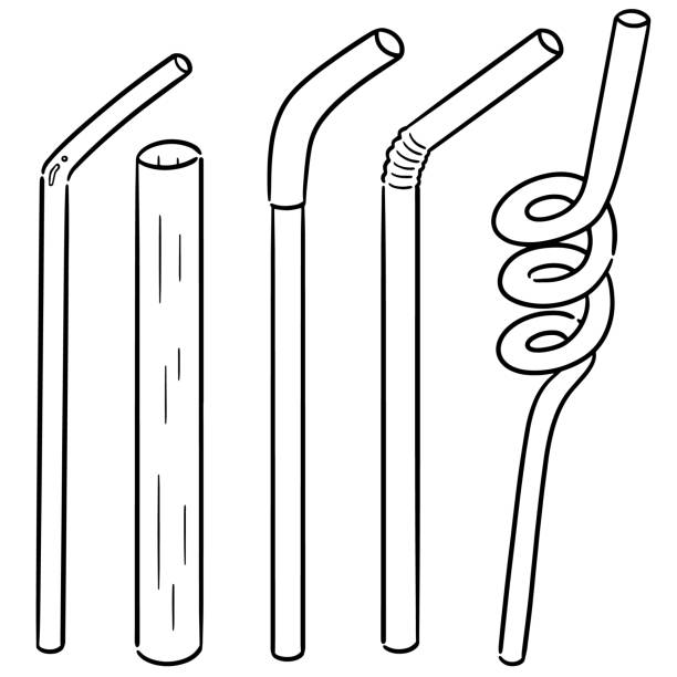 straw vector set of straw drinking straw stock illustrations