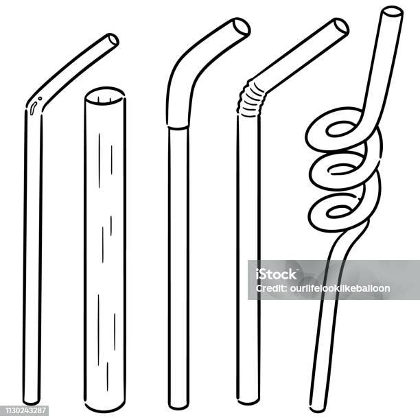 Straw Stock Illustration - Download Image Now - Drinking Straw, Doodle, Plastic