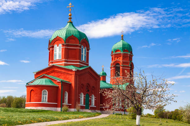 istock The Orthodox Church with an Apple tree. 1130244365