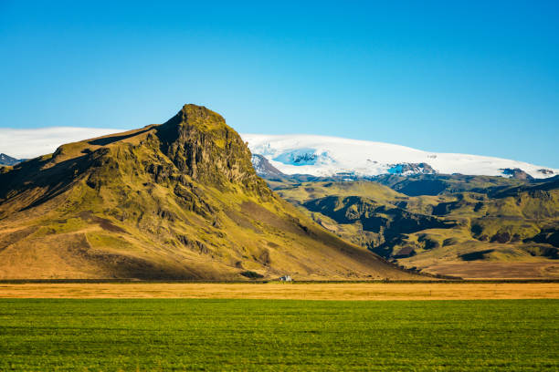 Glacier volcano Eyjafjallajokull, erupted in 2010, south of Iceland.